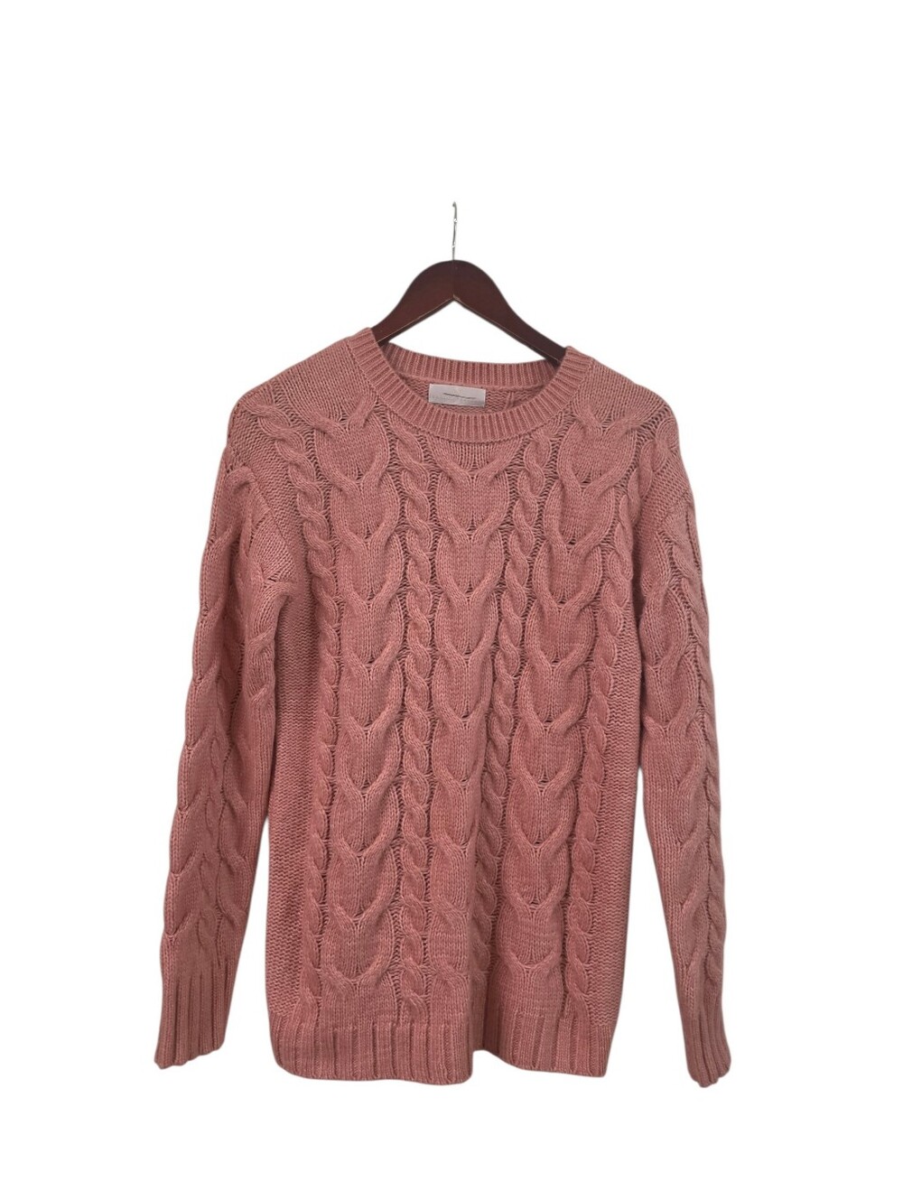 Rachel Parcell Women's Pink Heavy Cable Knit Pullover Sweater Size Medium Cozy